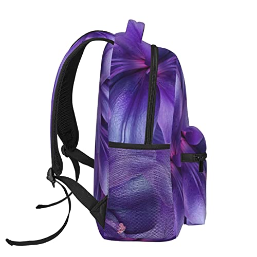 Sac à dos ordinateur portable violet à motif fleurs de lys grand format