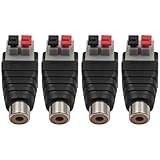 Poyiccot Speaker Phono RCA Female to AV 2 Screw Terminal Female Video Audio Spring Press Type Balun for CCTV(4-Pack) (RCA Female)