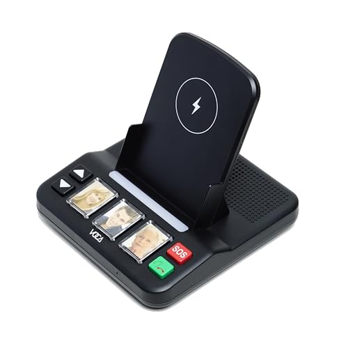 VOCA Cell Phone Station Pro with 3 Speed-Dial Photo Buttons, Emergency Call, Wireless Speaker, Speed Dial, Hands-Free, Easy Setup & Operate