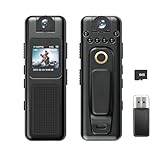 Body Cameras with Audio and Video Recording 1080P HD Video Voice Recorder, Body Cam with 64GB TF Card,Lens Rotation 180°, Night Vision, Magnetic Suction and Clamp, 0.85-inch Color Screen