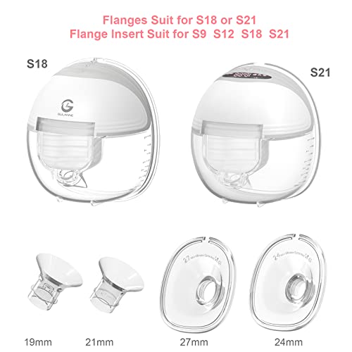 Gulanne Breast Pump Flange Insert 21Mm Compatible With Electric Breast Pump S9 S12 S18 S21 Parts Replace, Food Grade Silicone Wearable Breast Pump Shield Insert,1Pc #TOP3