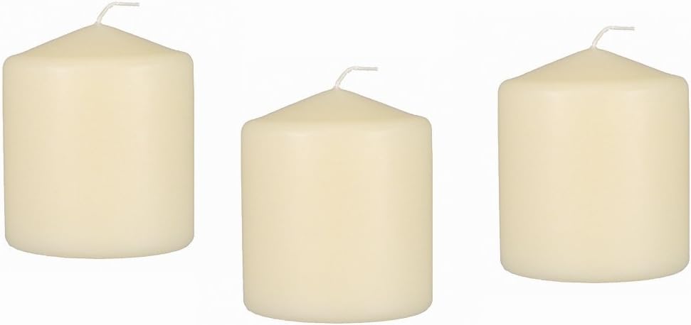 3 Inch Unscented Bulk Round Pillar Candles Qty 12 (3 X 9, Ivory)