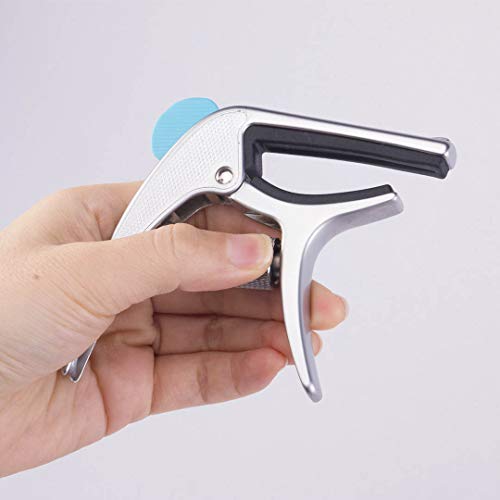 Guitto Guitar Capo for Acoustic and Electric Guitars, GGC-02 Creative 3 in 1 Guitar Capo with Pick Holder for Ukulele, Mandolin, Banjo, Classical Guitar Accessories (Silver) - Thumbnail 4