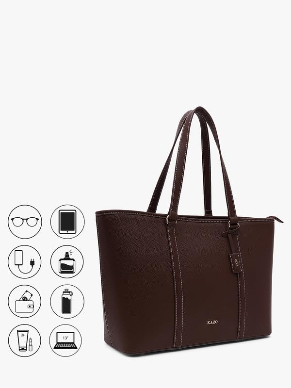 Image of Kazo Bag Chocolate Brown Structured Shoulder Handbag | Premium Faux Leather Purse