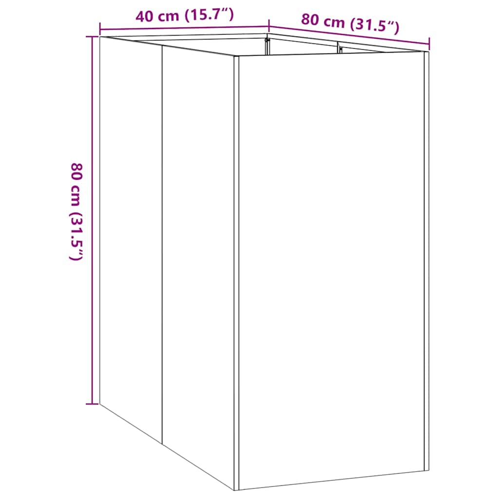 Hothingwell Ogrodnik ze stali nierdzewnej 40 x 80 x 80 cm | Otwarte dno do drenażu, wzmocnienia wsporników wewnętrznych, do użytku zewnętrznego, ogrodu, balkonu