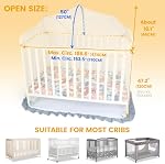 Orzbow Crib Tent to Keep Baby from Climbing Out | Breathable Pop Up Mosquito Net for Crib Net to Keep Baby in, Canopy with Upgrade Strong Rods and Durable Encrypted Mesh, White, Large
