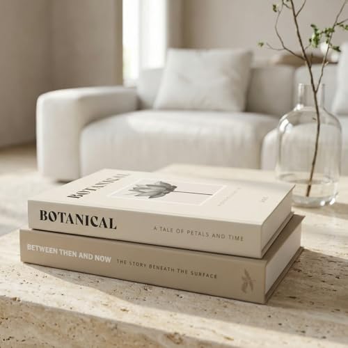 ZICOTO Beautiful Decorative Books - Set of 2 Boxes Enhance Your Coffee Table, Bookshelf or Mantel...