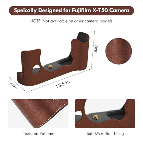 Funda para cámara FUJIFILM X-T50 en cuero PU café miniatura 2