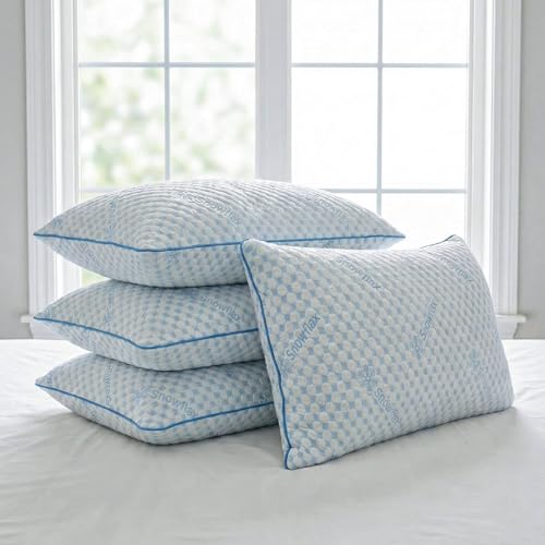 Image of AYKA Ultimate Cooling Bed Pillow Set of 4 | 100% Virgin Microfiber Filling for Neck & Shoulder Support | 17x27 inch Breathable Hotel Quality Pillows | Never Flat, Anti-Bacterial | Supersoft