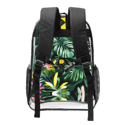 Sac à dos transparent imprimé feuilles tropicales et fleurs One Size - 2