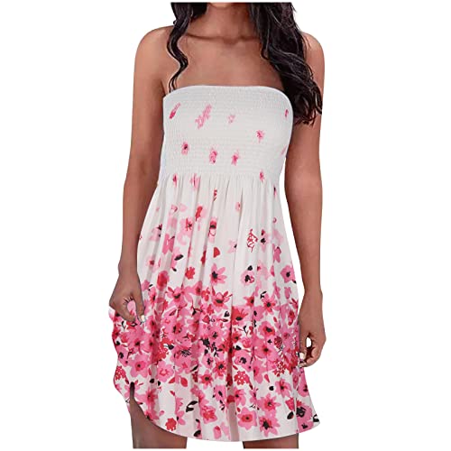 TRIGLICOLEUM Boho Kleid Damen Urlaub Strandkleid Schulternfrei Sommerkleid...