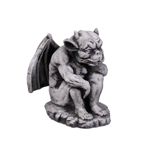 gartendekoparadies.de Gargoyle Torwächter Gartenfigur, 21 cm Höhe, Steinguss, Grau, Mittelalterlicher Stil, 4 kg, Grau, Steinguss, frostsicher für Außenbereich