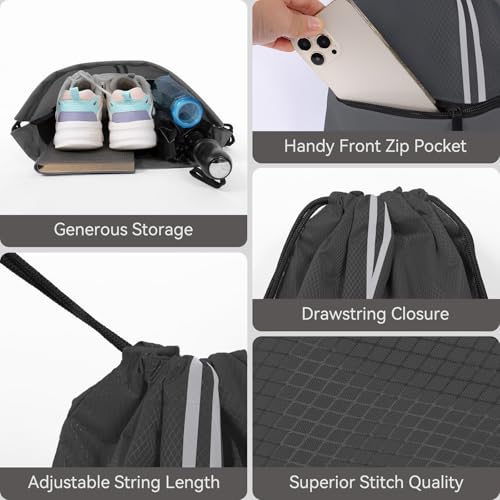 Image of Drawstring Backpack Large Sports Draw String Bag for Men and Women (Urban Gray)