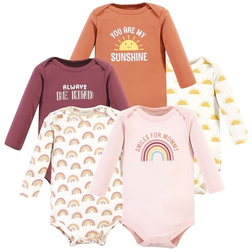 Image of Hudson Baby baby-girls Cotton Long-sleeve Bodysuits 5-pack