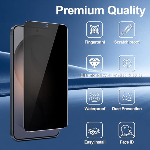 Image of 3 Pack Privacy Screen Protector for Samsung Galaxy s26 | Tempered Glass + 2 Pack Camera Lens Protector 9H Hardness True 25Anti Spy Accessories Military Grade Shatterproof 6.3 inch Black