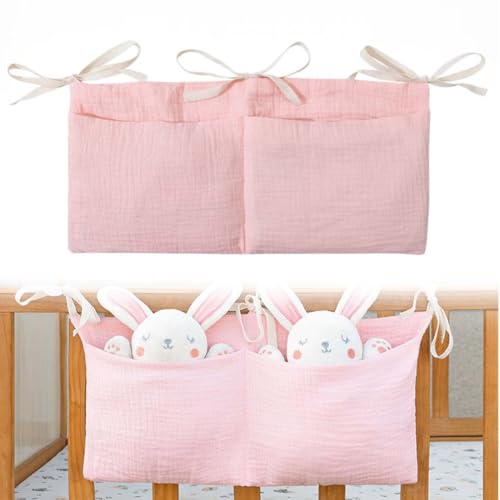 KYLOS Babybett Organizer Mit 2 Taschen, Rosa Betttasche...