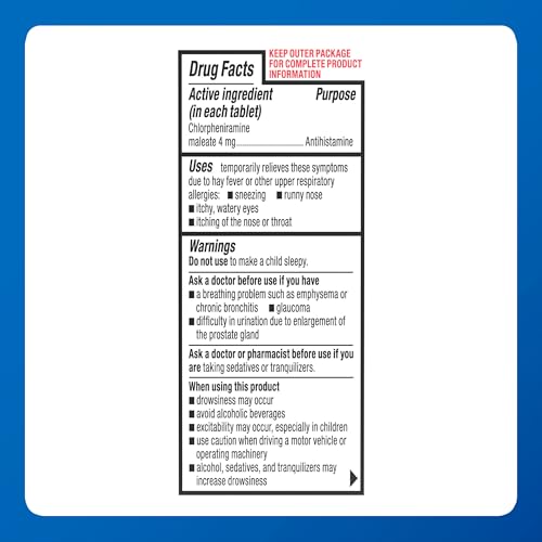 MAJOR 4 Mg Allergy Tablets - Chlorpheniramine Maleate 4-Hour Allergy Medicine - Antihistamine for Relief of Sneezing, Itchy Watery Eyes, Itchy Throat, and Runny Nose - 100 Count (3 Pack) - Thumbnail 6