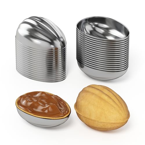 BIOL Lot 40 Oreshki Mold Oven Cookies Maker Oreshnitsa Орешница - Cookie Mold Oreshek Cake - Nut Cookie Shaped Molds - Mini Metal Mold Form Nuts for Sweet Russian Nuts Oreshki Molding for Baking
