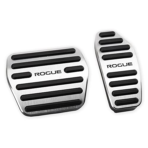 LEXLEY 2PCS Anti-Slip Aluminum Brake Gas Pedal Pads,Auto No Drilling Accelerator Pedal Covers Only for Nissan 2014-2025 Rogue,2017-2022 Rogue Sport-Sliver