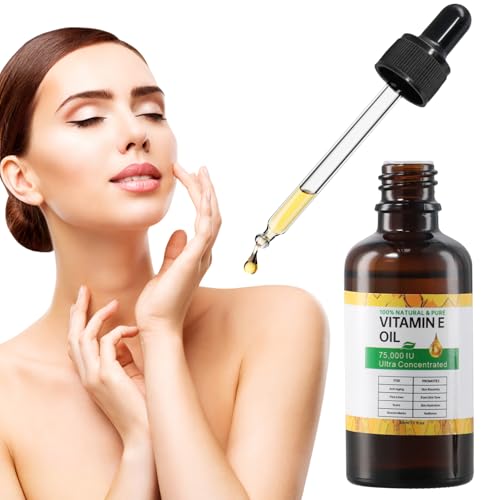 Ziyonix Aceite de Vitamina E 75,000 IU, aceite Natural para Cuidado de Piel Aceite de Vitamina E Orgánico para Cosméticos 60ml, Anti-Envejecimiento Elasticidad de Piel Desvanecimiento de Líneas Fina
