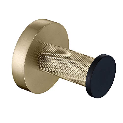 SHUGUANG Perchero de Pared, Ganchos de Perchero de Latón y Acero Inoxidable Perchas para Llaves, Sombreros, Toallas, Abrigos, Oro Cepillado y Negro, Instalación de Tornillos Cover