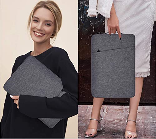 Image of Dynotrek Zipper 14 inch Laptop Sleeve Case Computer Hand Bag with Charger Pouch Waterproof Fabric Slimfit Cover Compatable for Most Chromebook /Stream /Inspiron /IdeaPad /Acer /ZenBook Pro (Denim Grey)