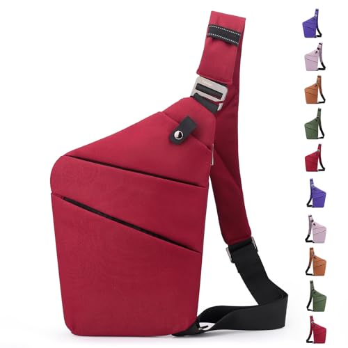 Image of Anti Theft Crossbody Bag,Sling Bag for Women Men,Multi-pocket Chest Shoulder Bag for Travel, Sport, Work
