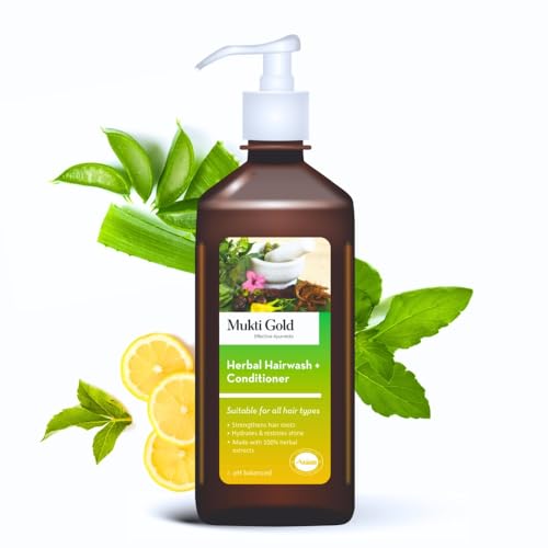 Axiom Mukti Gold Herbal Hairwash + Conditioner | Anti Hairfall Conditioner | Conditioner for Dry and Frizzy Hair | Paraben and Sulphate Free | For all Hair Types | 400mL