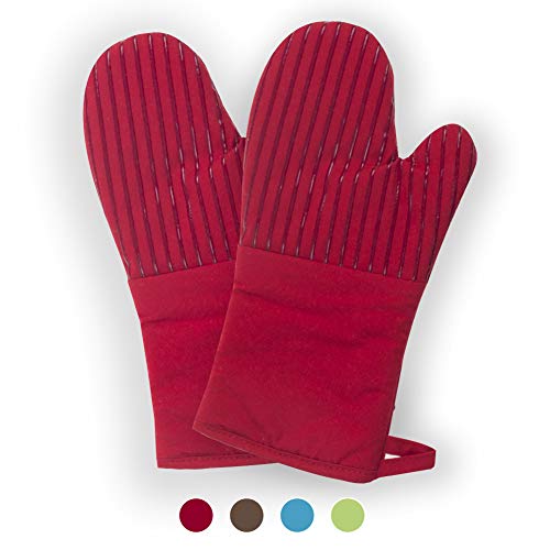 Oven Mitts Quilted Cotton Lining - Heat Resistant to 500 Degrees Kitchen Gloves
