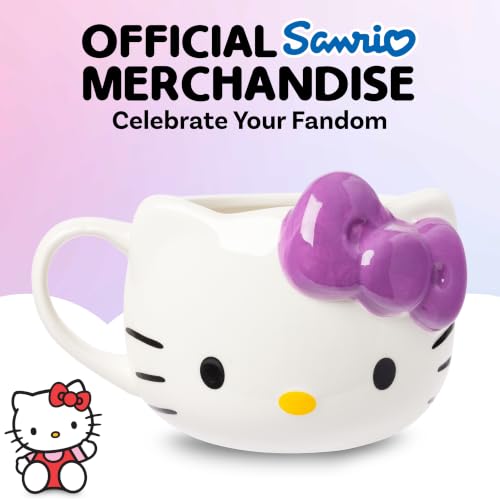 Image of Silver Buffalo Sanrio Hello Kitty Purple Bow, 3D Sculpted Mug, 20oz | Ceramic, 0.59 Liters