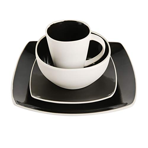 Gibson-Soho-Lounge-Square-Reactive-Glaze-Stoneware-Dinnerware-Set-Service-for-4-16pc-Blackwhite
