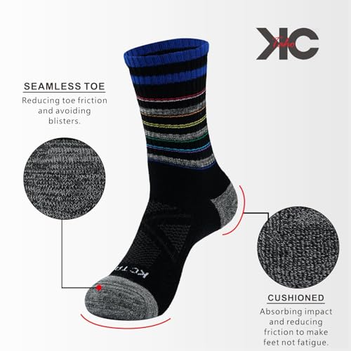 Striped Crew Socks (3 Pairs) - Odor-Resistant, Cushioned Arch Support, Moisture-Wicking for Running, Gym, Daily Wear4