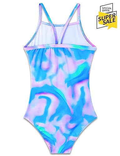 Rainbowsnow Girls Swimsuit Size 10-12 Years Old Green Tie Dye One Piece Bathing Suit Sleeveless Swimwear For Swim Lesson #TOP1