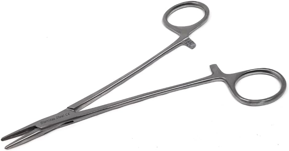 Left Handed Crile-Wood Needle Holder 6" (15cm) with Cross Serrated Jaws Made of Stainless Steel Multi Locking Mechanism Forceps