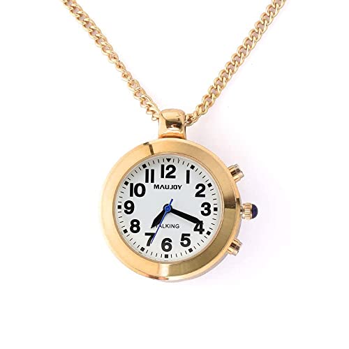 Maujoy Femenino Reloj Parlante en Español para mujer,correa de piel para personas mayores con discapacidad visual, pulsera ciega voz parlante analógica con despertador, fecha Cover