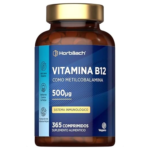 Vitamina B12 Vegana 500 mcg | 365 Comprimidos | Suplemento de Metilcobalamina (Methylcobalamin) | by Horbaach