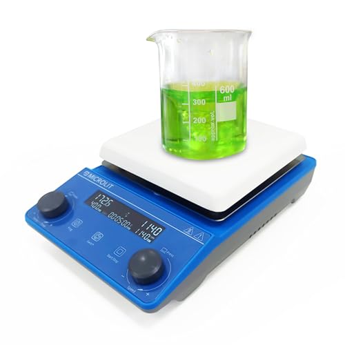 MICROLIT 300°C/572°F 5.9 inch Digital Hotplate Magnetic Stirrer Hot Plate Ceramic Coated, Fast-Heating Electric Hot Plate with Memory Function and Temperature Probe Sensor, Heating Plate 5.9 x 5.9 in