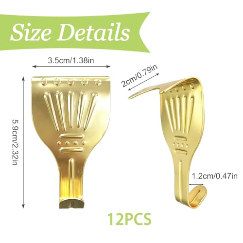 Image of 12Pcs Picture Rail Hooks, Metal Molding Hooks(Gold)
