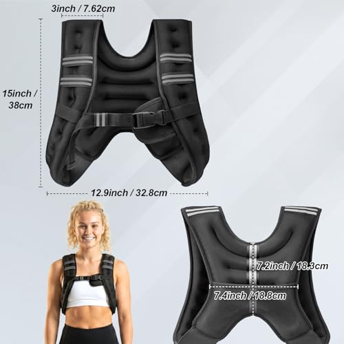 5.4kg Weighted Vest for Men Women, Training Weighted Vests with Adjustable Straps, Reflective Detailing & Phone Armband for Running, Workout, Home Gym, Muscle Building, Strength Training & Weight Loss - Image 3
