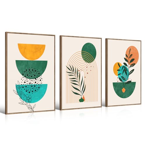 Large Canvas Wall Art Set of 3 Framed Boho Wall