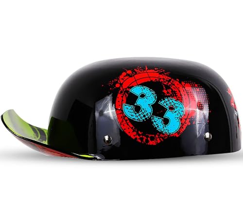 Motorrad Halbschalenhelm Mit DOT/ECE-Zulassung Vintage Baseball Cap Motorradhelm Cruiser Chopper Scooter Helm Für Männer Und Frauen Erwachsene Retro Motorrad Halbhelm Mofa Helm 5,XL=61-62CM