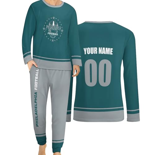 Custom Men's Pajama Suit Personalized Name Number Long Sleeve Nightwear Set Gifts for Dad Son and Husband