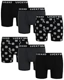 Lucky Brand Men's Underwear - Casual Stretch Boxer Briefs (6 Pack), Size Medium, Jet BlackPrintCharcoal Heather Grey