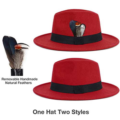 image for FADACHY Classic Fedora Hat for Men & Women Wide Brim Felt Hat Panama D
