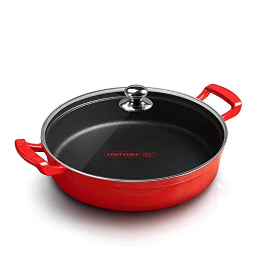 Dutch Oven/Casserole Dish 30 cm Flame Casserole Dish Induktionsherd/Backofen/Spülmaschinenfest (Farbe: Glasabdeckung)