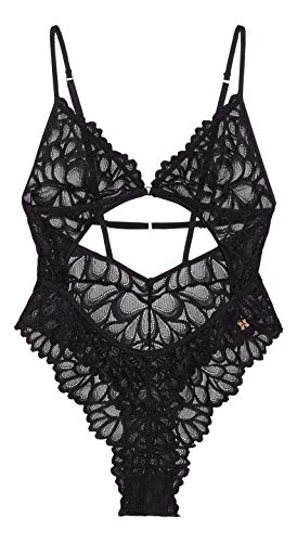 Savage x Fenty Womans Regular Savage Not Sorry Lace Bodysuit, CAVIAR, XL