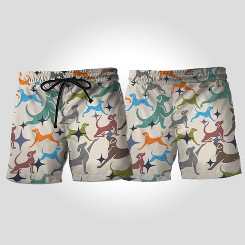 V-DECORPARKS Labrador Mens Swim Trunks - Dog Hunting Swimming Trunk for Men - Drawstring Beach Shorts, Mens Swim Shorts 42