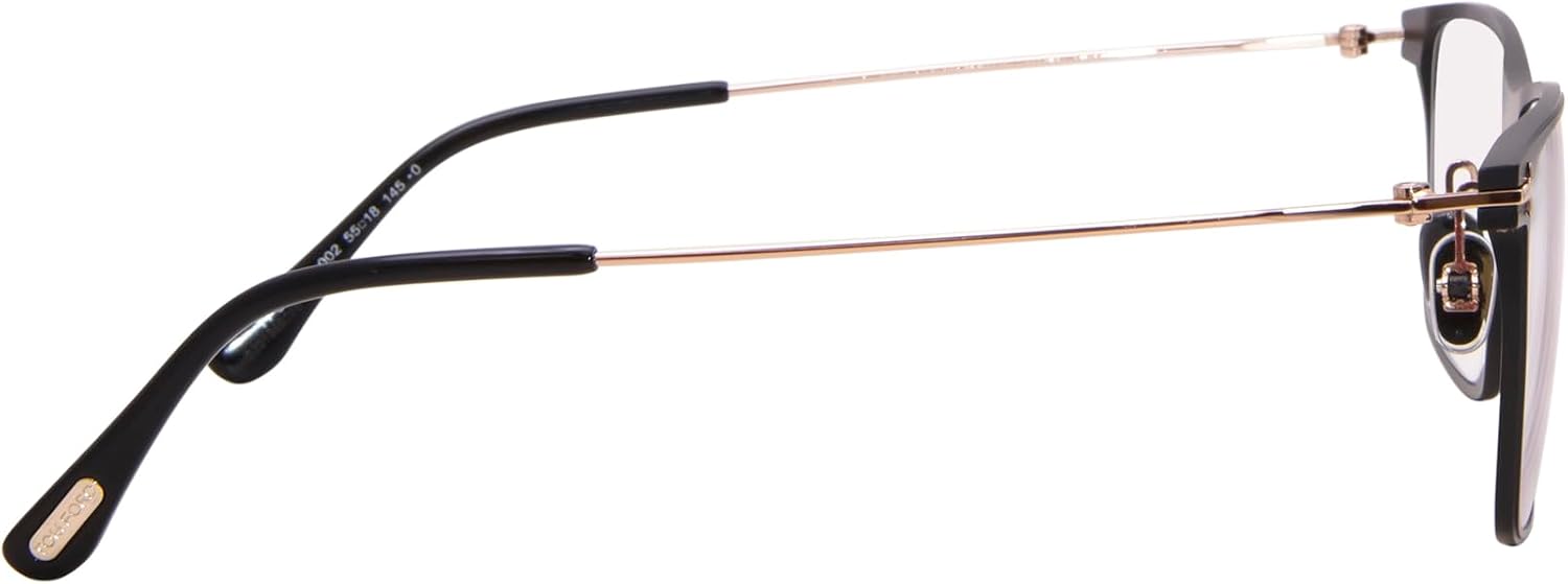 Tom Ford Eyeglasses FT 5865 -B 002 Matte Black, Shiny Rose Gold, t Logo/Blue