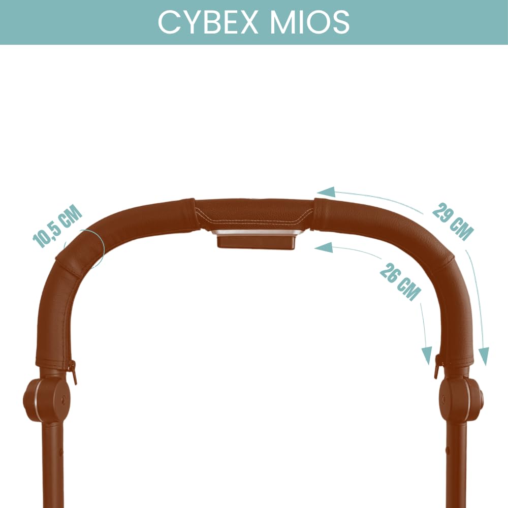 PROTEC TIF | Fodere in ecopelle compatibile con il manubrio di Cybex Mios, marrone scuro