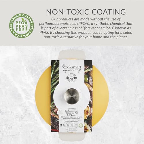 Cooksmart Signature - Cacerola con tapa de 24 cm, color frambuesa, aluminio fundido y cerámica antiadherente, compatible con placas de inducción, gas, cerámica y eléctricas, apta para lavavajillas - imagen 5